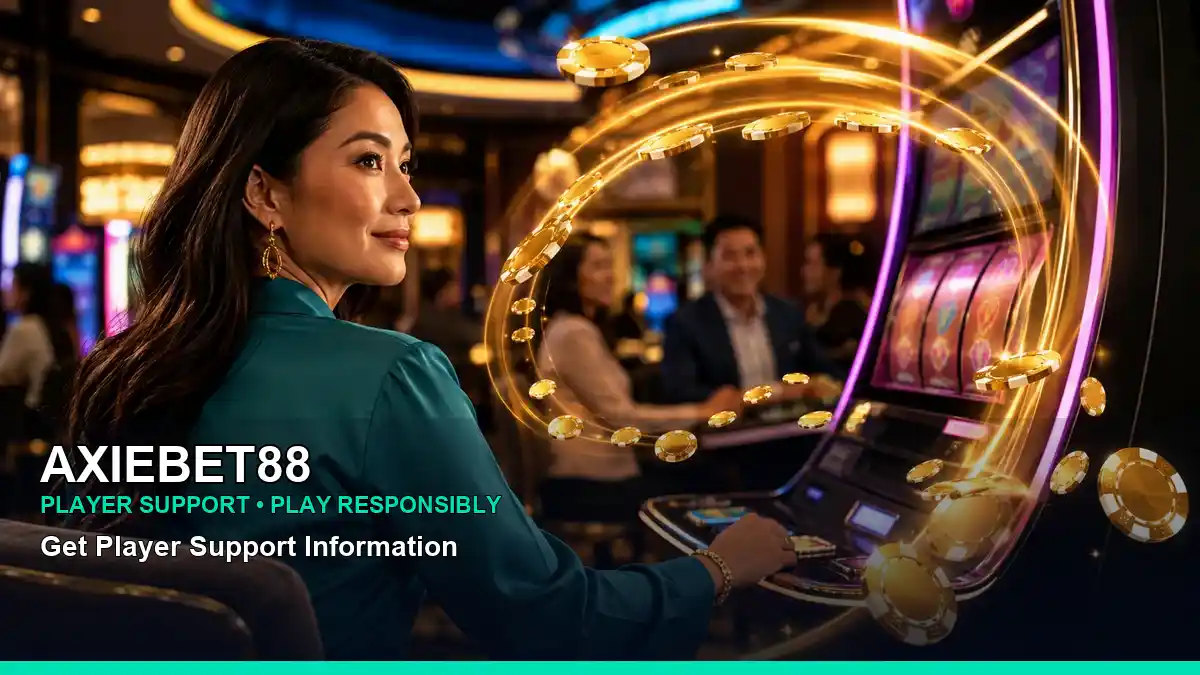 AXIEBET88 casino cashback rewards featuring an adult Filipina casino host with a dynamic composition