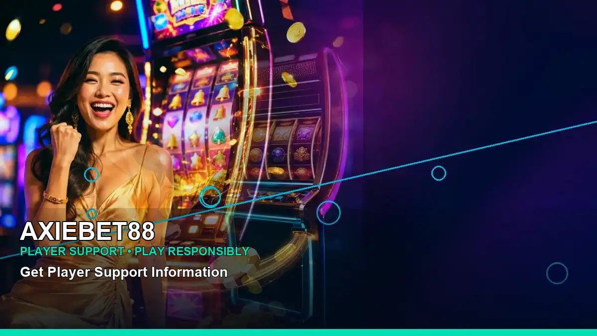 AXIEBET88 mobile casino first deposit rewards featuring an adult Filipina casino host with a left close-up composition
